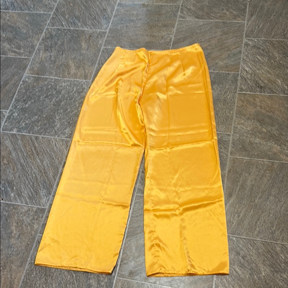 Vibrant Yellow Satin Pants